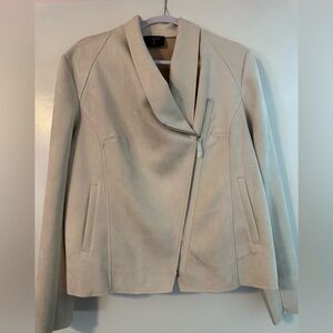 NWT Tahari Light Beige Suede Asymmetric Zip Jacket